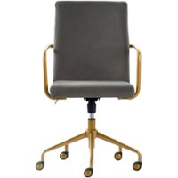 Elle Decor - Giselle Mid-Century Modern Fabric Executive Chair - Gold/Light Gray Velvet - Front_Zoom