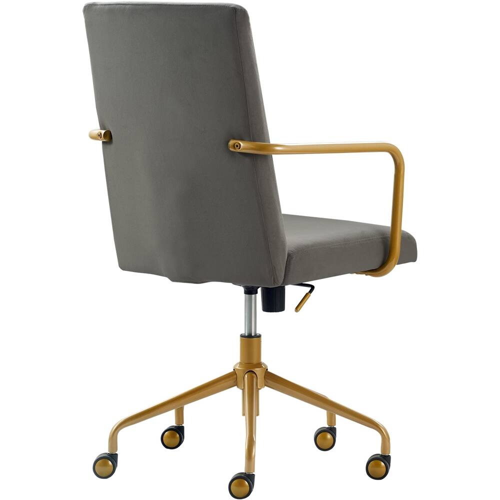 Alt View 11. Elle Decor - Giselle Mid-Century Modern Fabric Executive Chair - Gold/Light Gray Velvet.