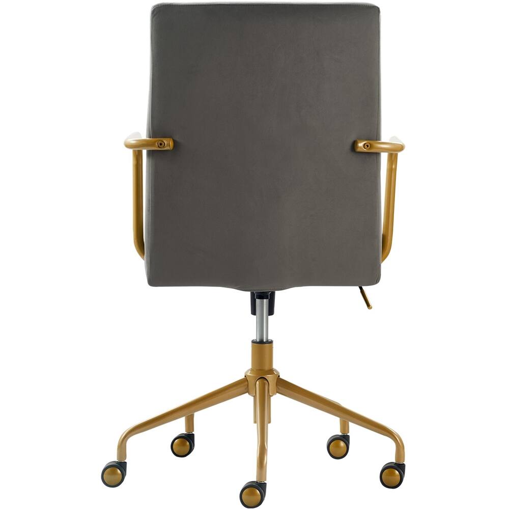 Alt View 12. Elle Decor - Giselle Mid-Century Modern Fabric Executive Chair - Gold/Light Gray Velvet.