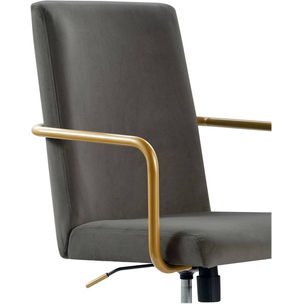 Alt View 14. Elle Decor - Giselle Mid-Century Modern Fabric Executive Chair - Gold/Light Gray Velvet.