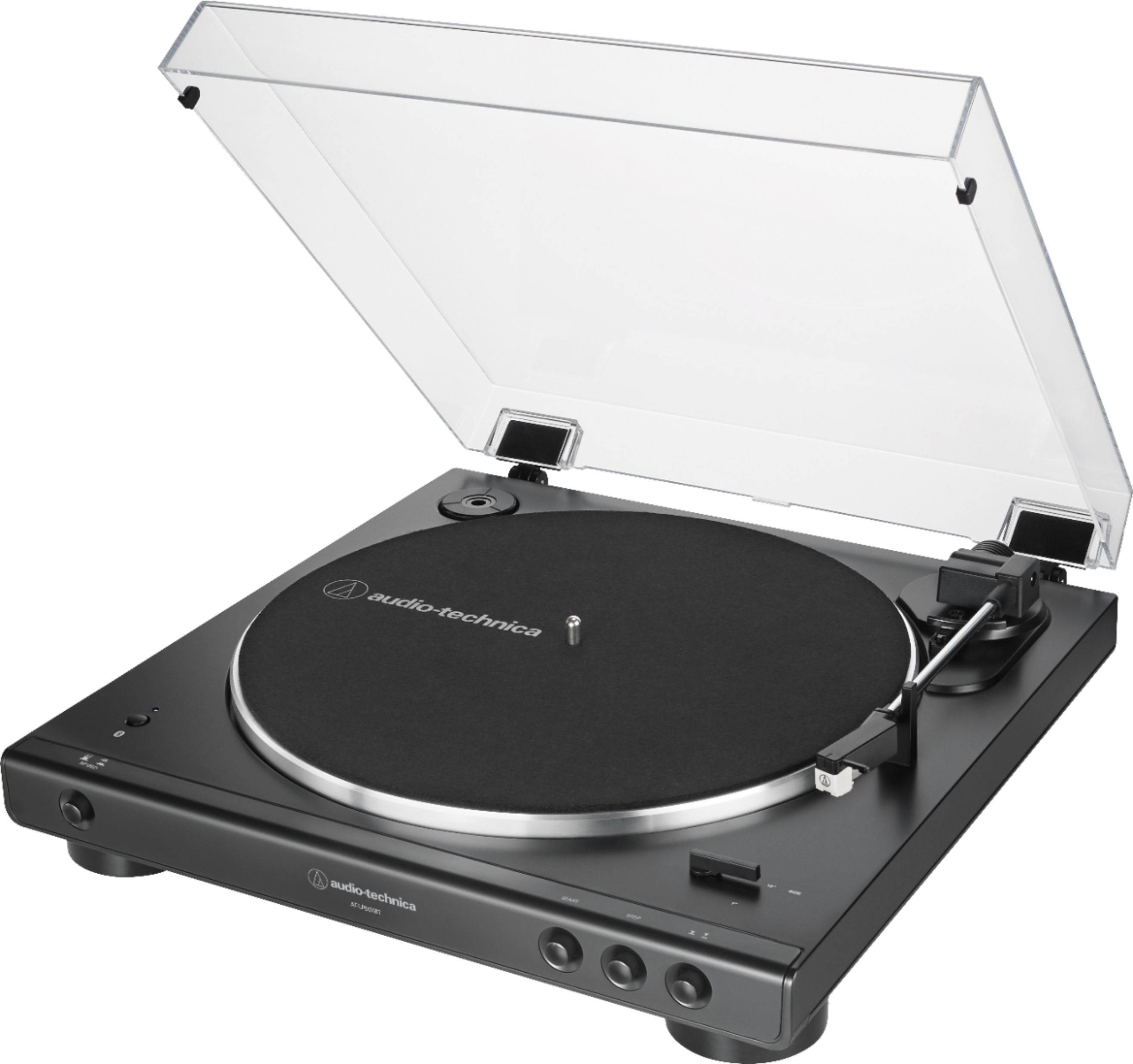 Left View: Audio-Technica - ATLP60XBT Bluetooth Stereo Turntable - Black