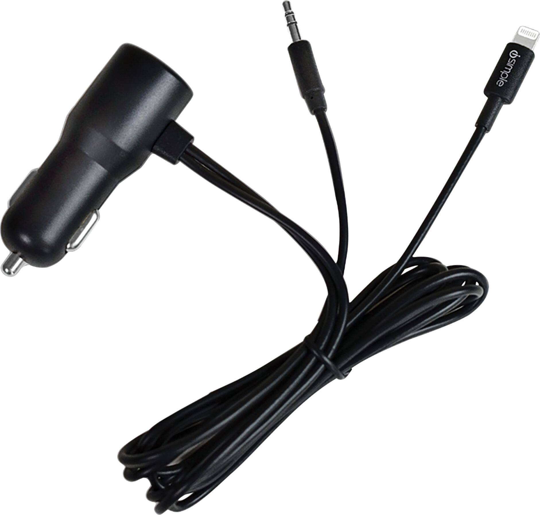 Front. iSimple - 3.3" Charging and Streaming Cable - Black.