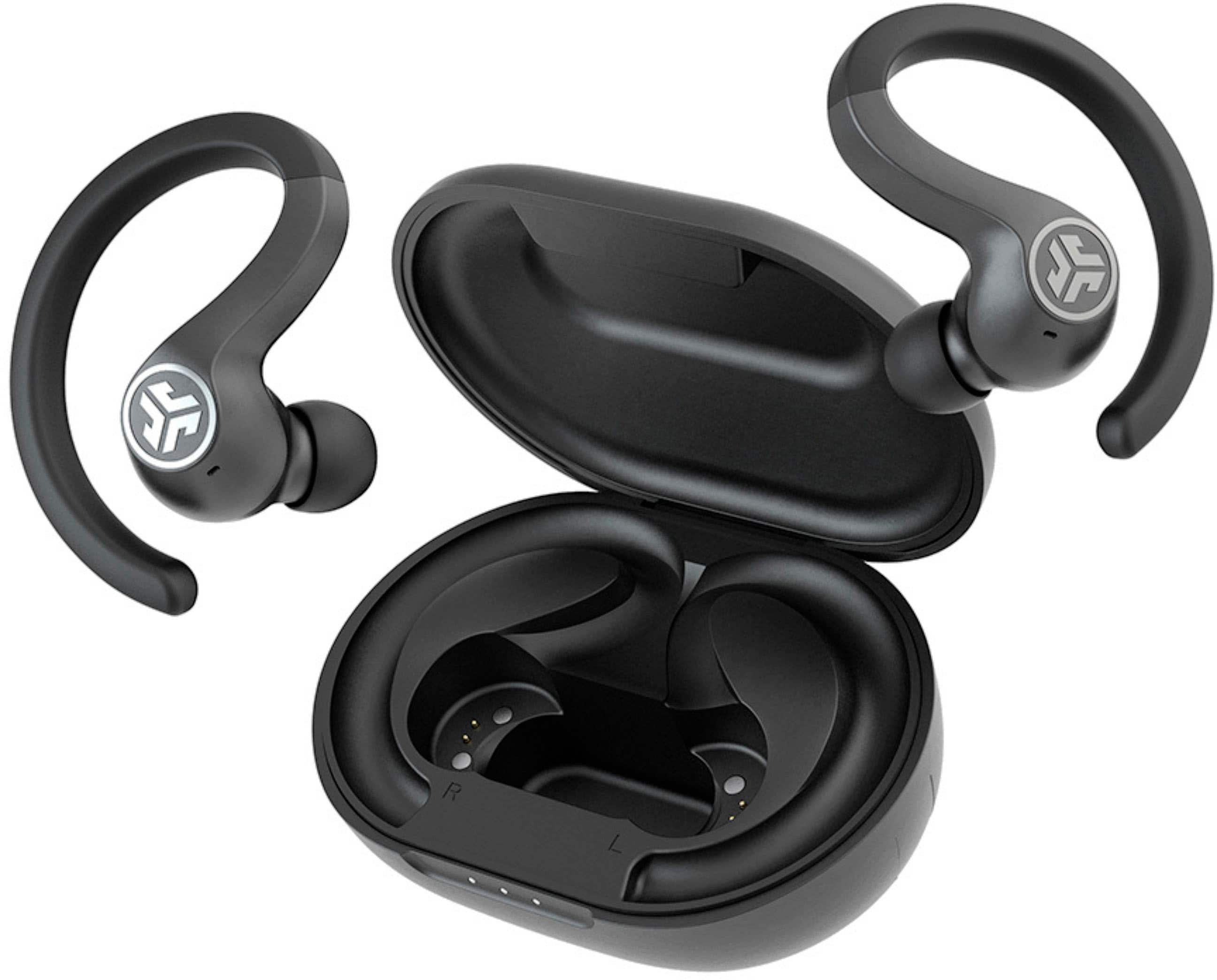 Front. JLab - JBuds Air Sport True Wireless Earbuds - Black.