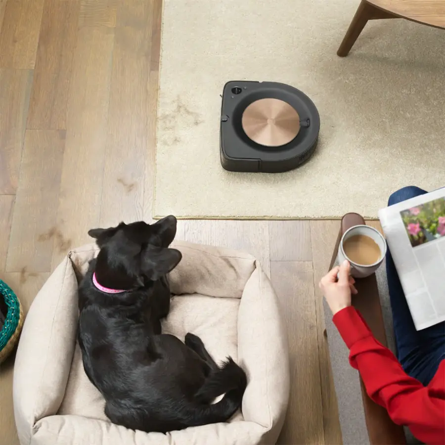 Alt View 20. iRobot - Roomba s9+ (9550) Wi-Fi Connected Self-Emptying Robot Vacuum - Java Black.