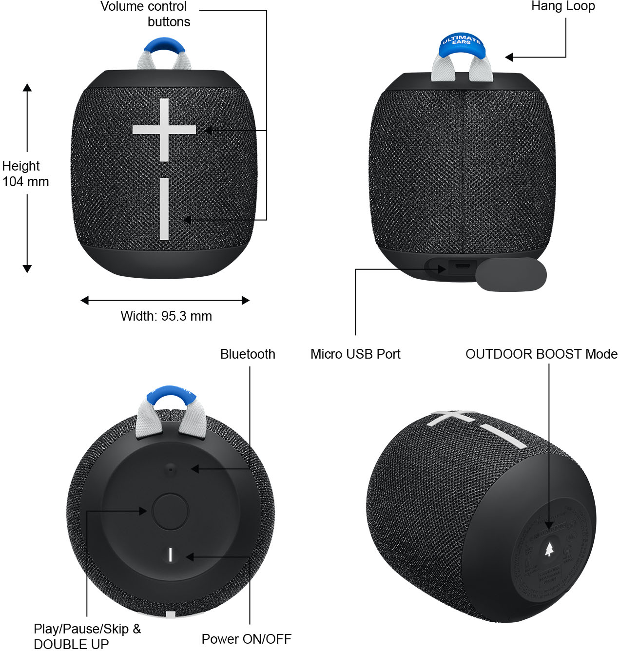 Ultimate Ears WONDERBOOM 2 Portable Wireless Bluetooth Speaker 