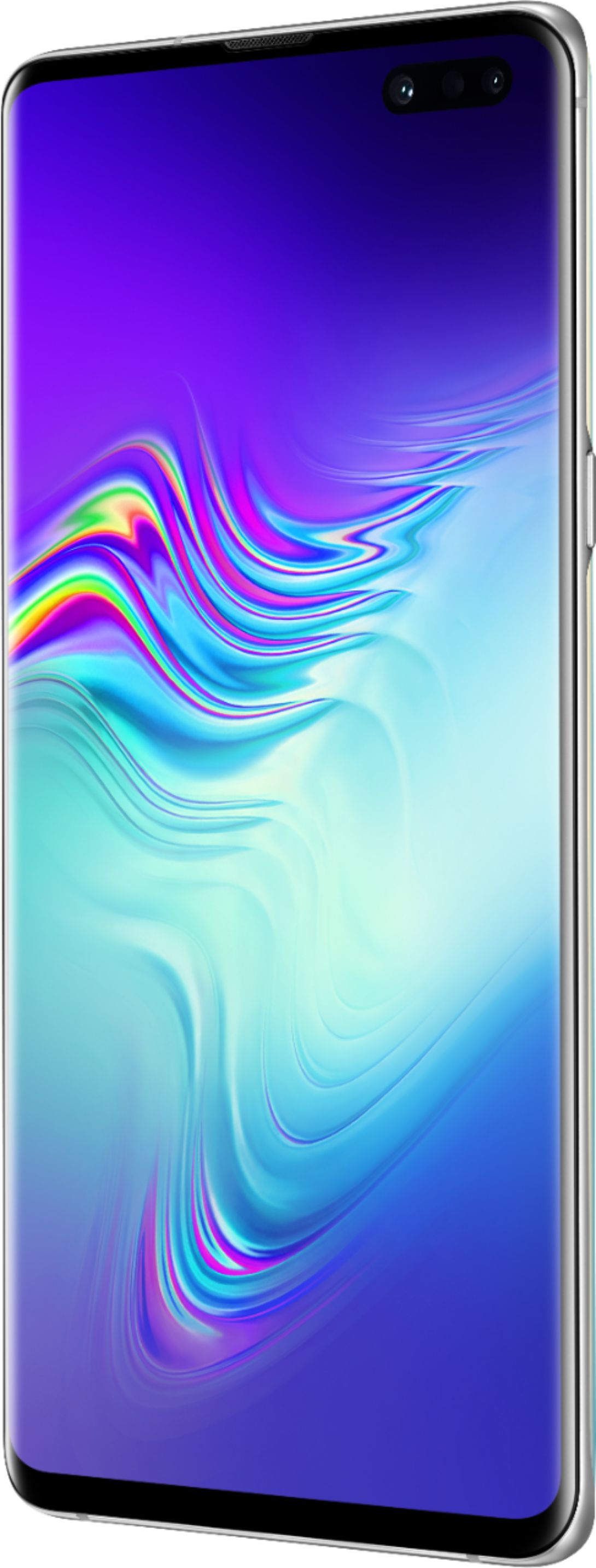Left View: Verizon Samsung Galaxy S10 5G 256GB, Crown Silver - Upgrade Only