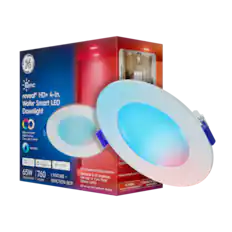 y8 Cync reveal HD+ 4-In. Wafer Smart LED Downlight
Millions of Vibrant Colors + The Purest Clean Light of reveal®
Water Resistant
65W
760 Lumens
1 Fixture + Junction Box
No recessed housing required
Dimmable to 1% brightness with app or Cync Smart Dimmer Switch
Works with Google Home, Alexa, and Matter
IC-Rated for direct contact with insulation
Certified Air Quality (EPA 430-R-15)
Not for use with traditional dimmers
- Cync
- Works with Google Home
- Works with Alexa
- Works with Matter