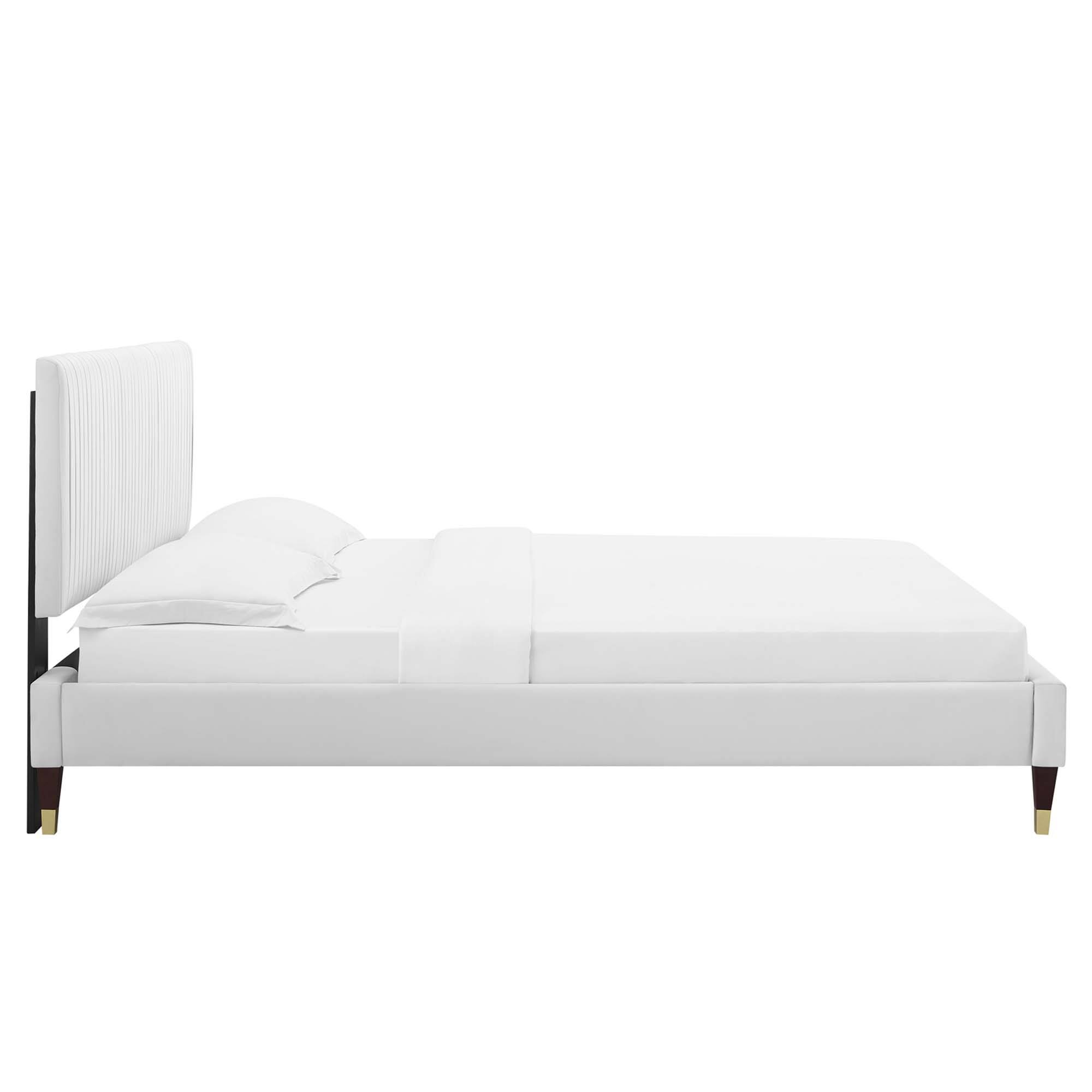 Alt View 6. Modway - Peyton Performance Velvet Queen Platform Bed - White.