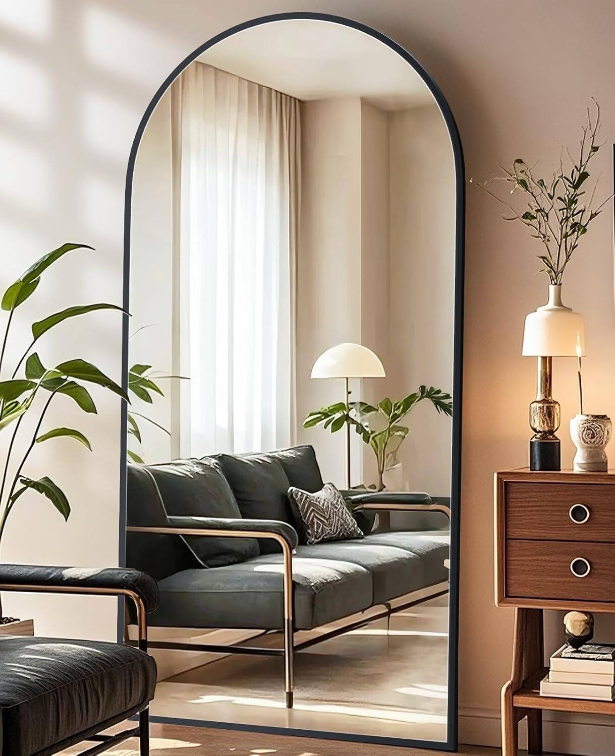 Alt View 3. Hirose Alice - Floor Mirror Full Length Arched Full Length Mirror with Stand Full Body Mirror Hanging or Large Leaning for.