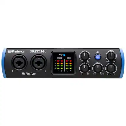 Front. PreSonus - USB Audio Interface - Black/Blue.