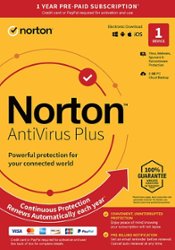 Norton - AntiVirus Plus (1 Device) Antivirus Software + Password Manager + Smart Firewall + PC Cloud Backup (1 Year Subscription) - Android, Mac OS, Windows, Apple iOS - Front_Zoom