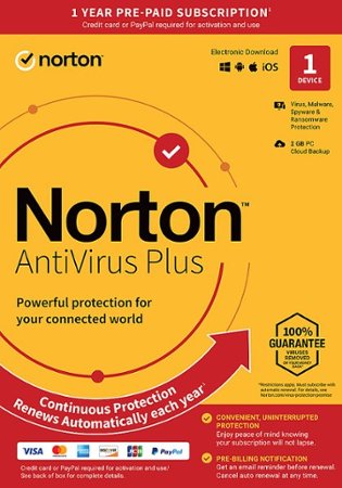 Norton - AntiVirus Plus (1 Device) Antivirus Software + Password Manager + Smart Firewall + PC Cloud Backup (1 Year Subscription) - Android, Mac OS, Windows, Apple iOS