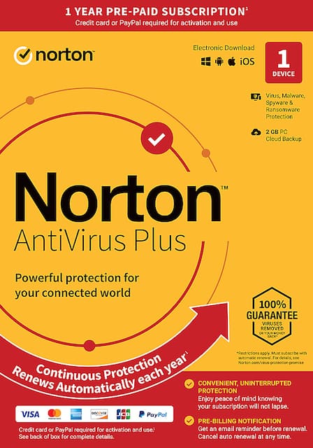 Norton AntiVirus Plus (1-Device) (1-Year Subscription with Auto ...