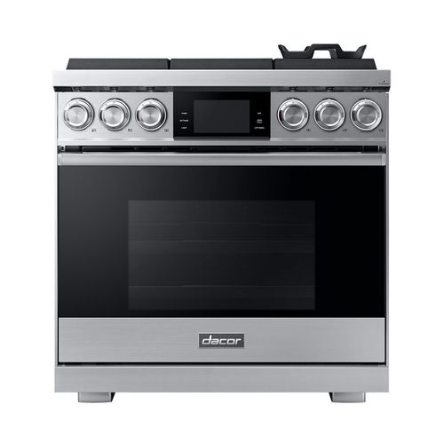Dacor - Contemporary 5.4 Cu. Ft. Self-Cleaning Freestanding Gas Convection Range with 6 burners and SimmerSear™ - Silver Stainless Steel