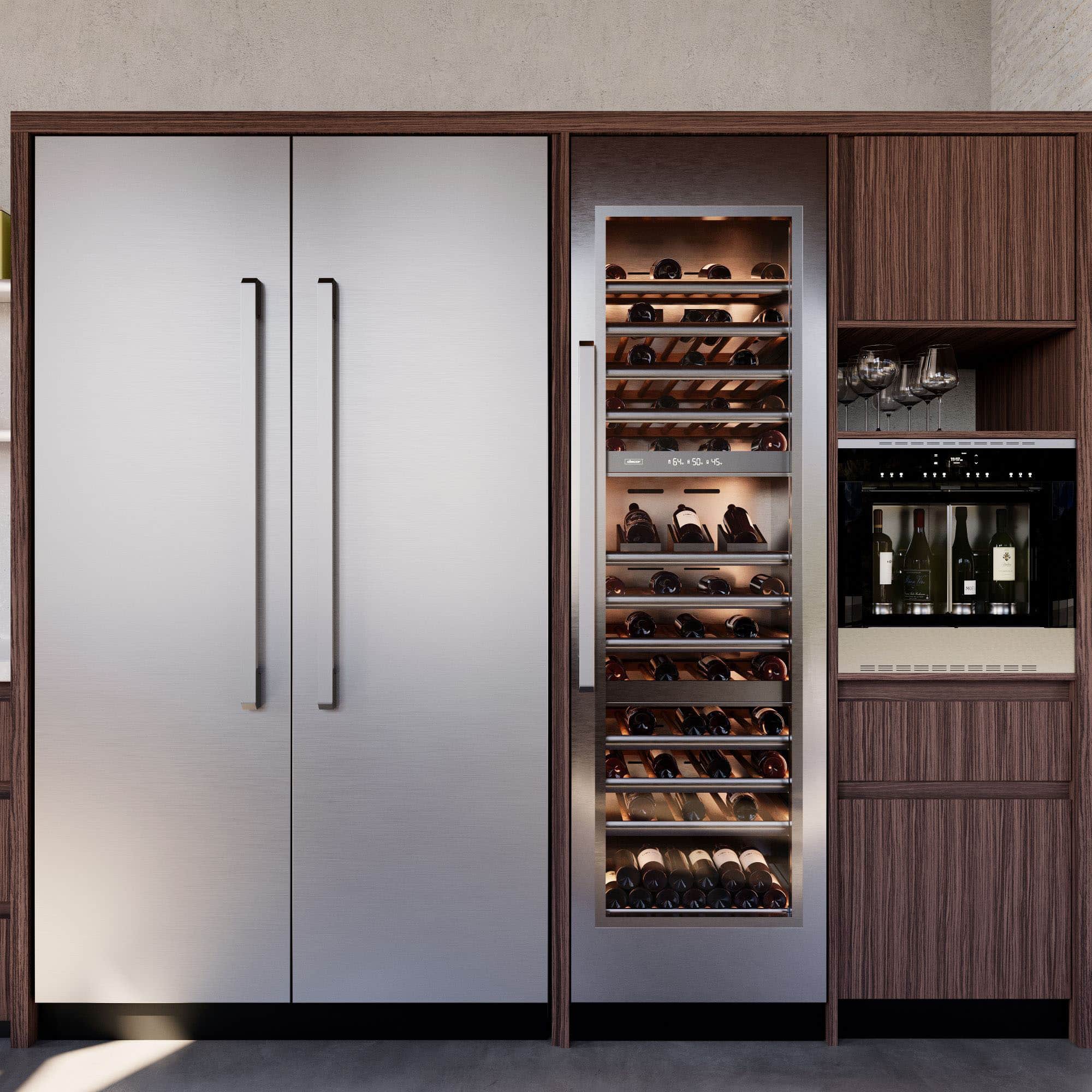 Alt View 17. Dacor - 100-Bottle Panel Ready Built-In Triple Zone Wine Cellar with Precise Cooling and Push-to-Open Door - Custom Panel Ready.