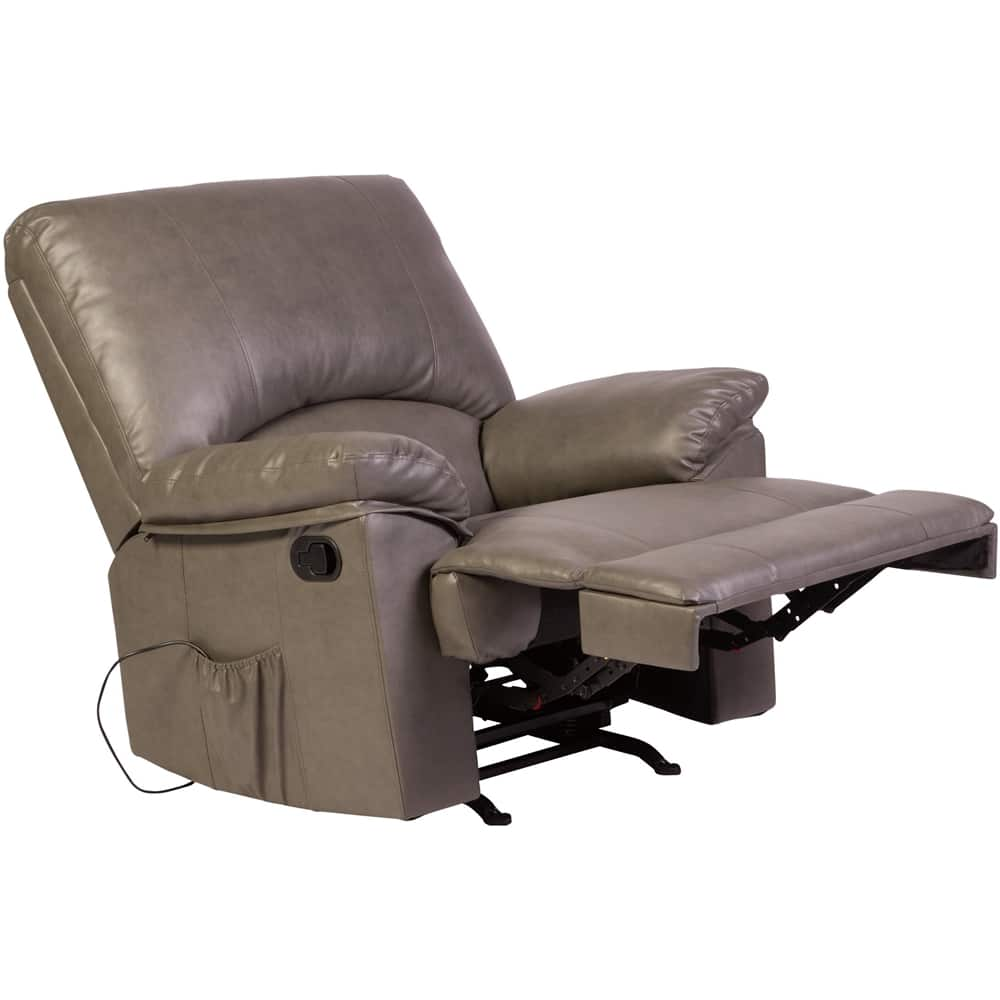 Left View: Relaxzen - Bonded Leather Recliner - Gray