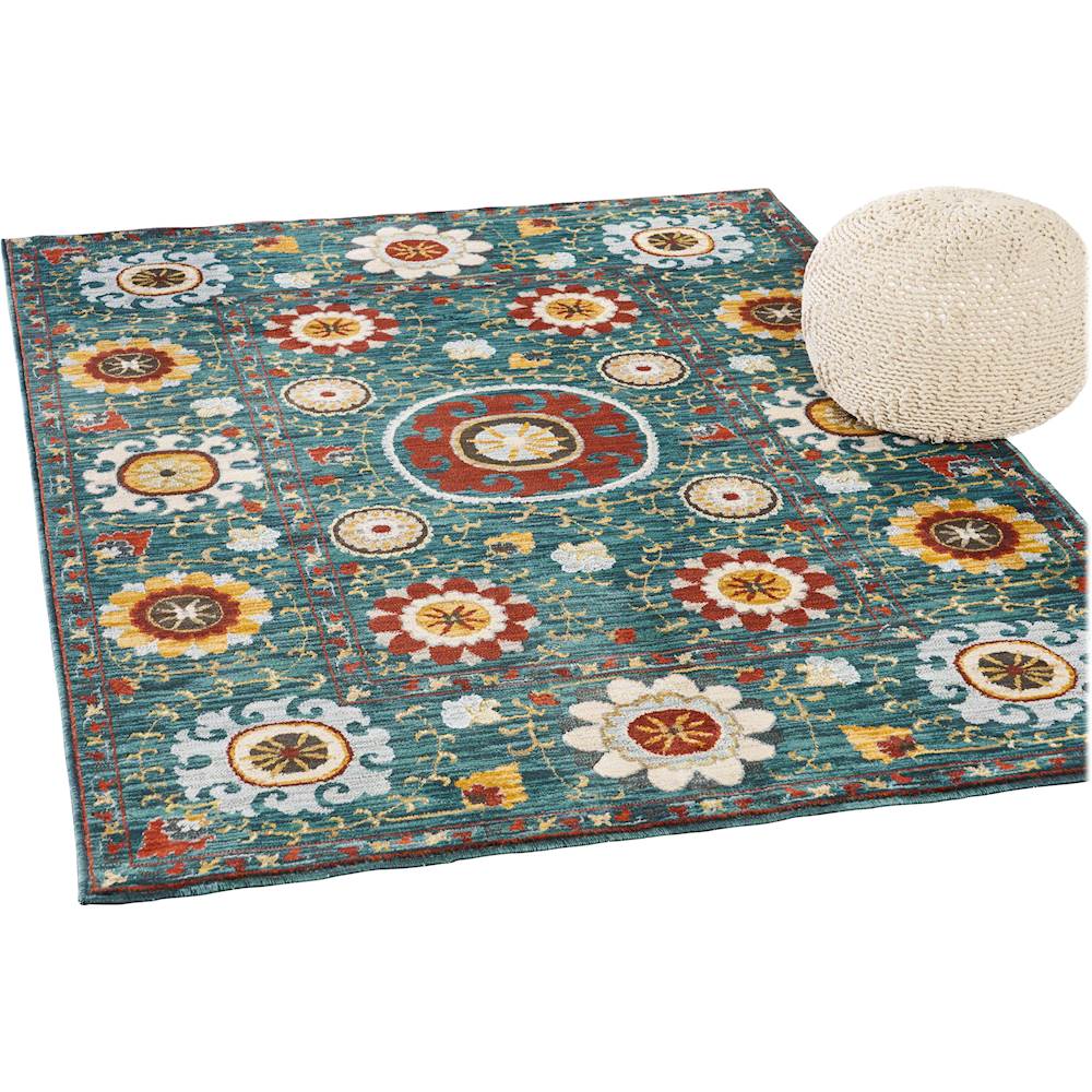 Angle View: Noble House - Perote 5'3" x 7' Rug - Beige/Multicolored