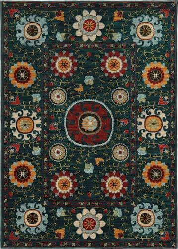 Noble House - Wildwood Floral 5'3" x 7'6" Rug - Blue/Multicolored