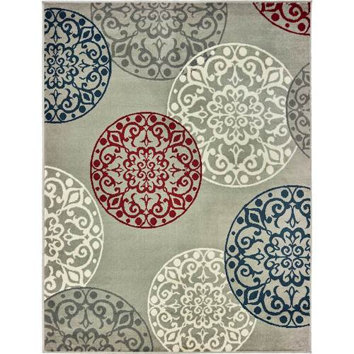 Noble House - Verona Casual 5'3" x 7' Rug - Ivory/Red/Blue