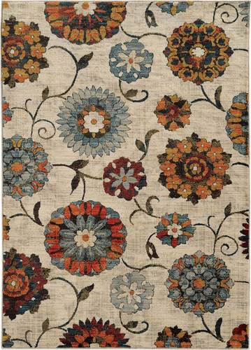 Noble House - Bullock Floral 5'3" x 7'6" Rug - Ivory/Multi-Colored
