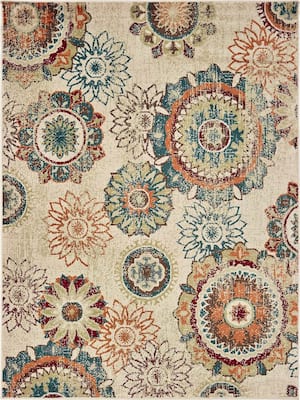 Noble House - Perote 7'10" x 10' Rug - Beige/Multi-Colored