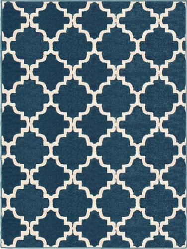 Noble House - Tennent Geometric 7'10" x 10' Rug - Blue/Ivory