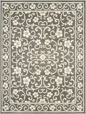 Noble House - Claremont Floral 5'3" x 7' Rug - Gray/Ivory