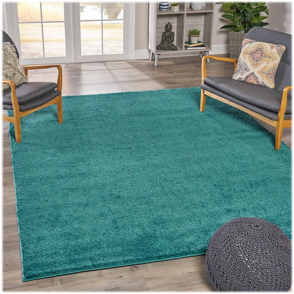 Noble House Tipton Casual Shag 7'10" x 10' Rug Dark Teal 306129 Best Buy