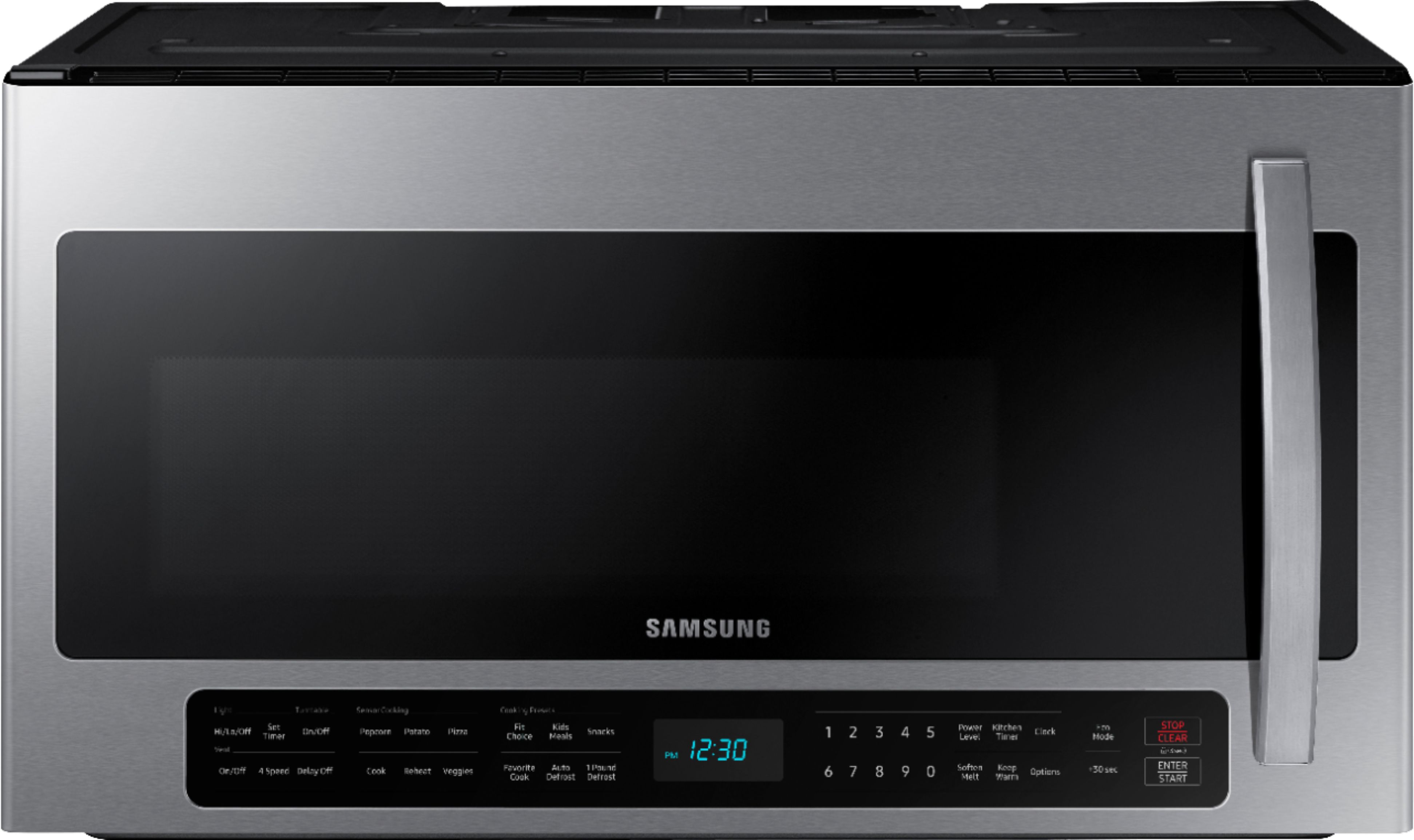 Samsung – 2.1 Cu. Ft. Over-the-Range Fingerprint Resistant Microwave with Sensor Cooking – Stainless steel