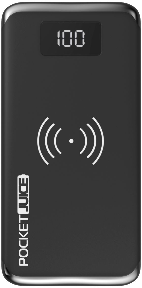 Tzumi - PocketJuice Wireless 20,000 mAh Portable Charger for Most USB Enabled Devices - Black