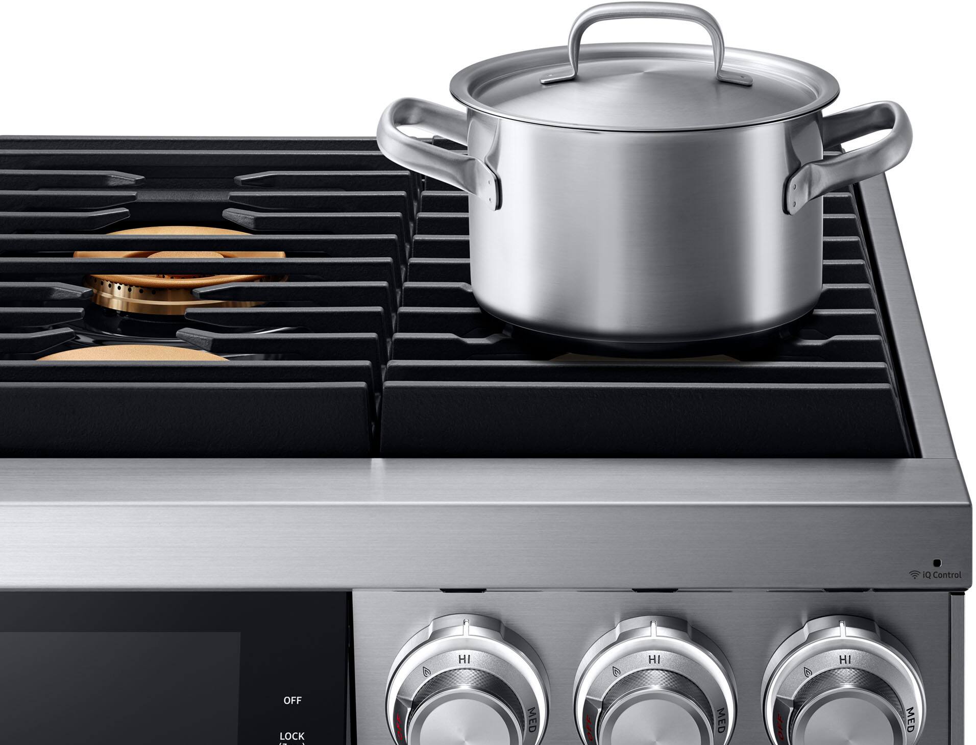 Alt View 14. Dacor - Contemporary 5.4 Cu. Ft. Self-Cleaning Freestanding Gas Convection Range with 6 burners, Liquid Propane Convertible - Silver Stainless Steel.