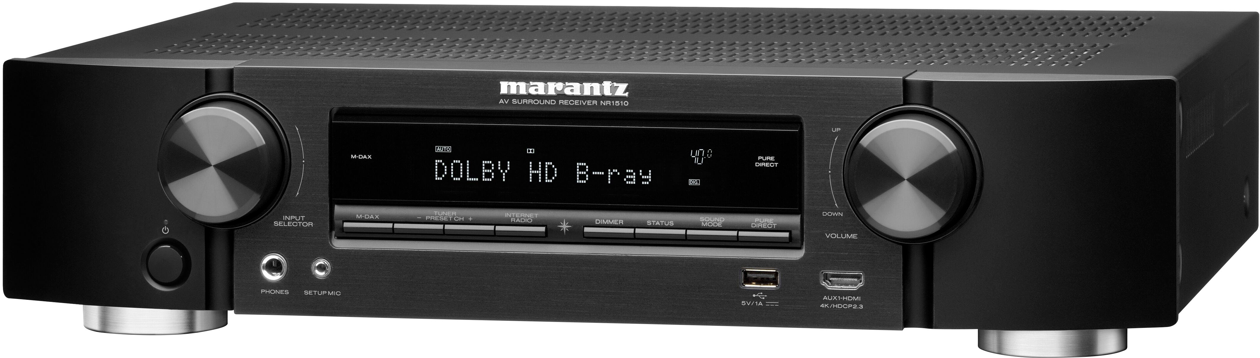 Back View: Marantz - NR1510 NR 5.2-Ch. Bluetooth Capable With HEOS 4K Ultra HD HDR Compatible A/V Home Theater Receiver - Black