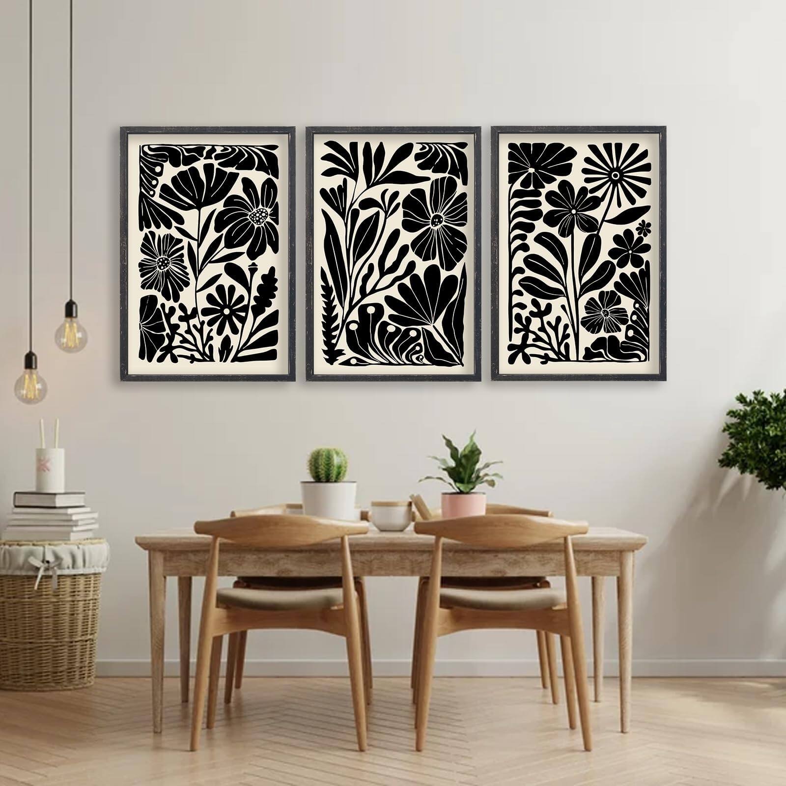 Alt View 2. Hanke - Abstract Floral Botanical Boho Wall Art Minimalist Pictures Prints Bedroom Modern Home 16 x 11 inches - Abstract Floral Botanical Wall Art (Wood) 16"L x 1.