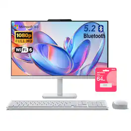 Lenovo - A100 23.8" FHD All-in-One - Intel Core i3-N305 - 16GB RAM 1TB SSD - Wireless Keyboard & Mouse - Adata 64GB USB Drive - Gray