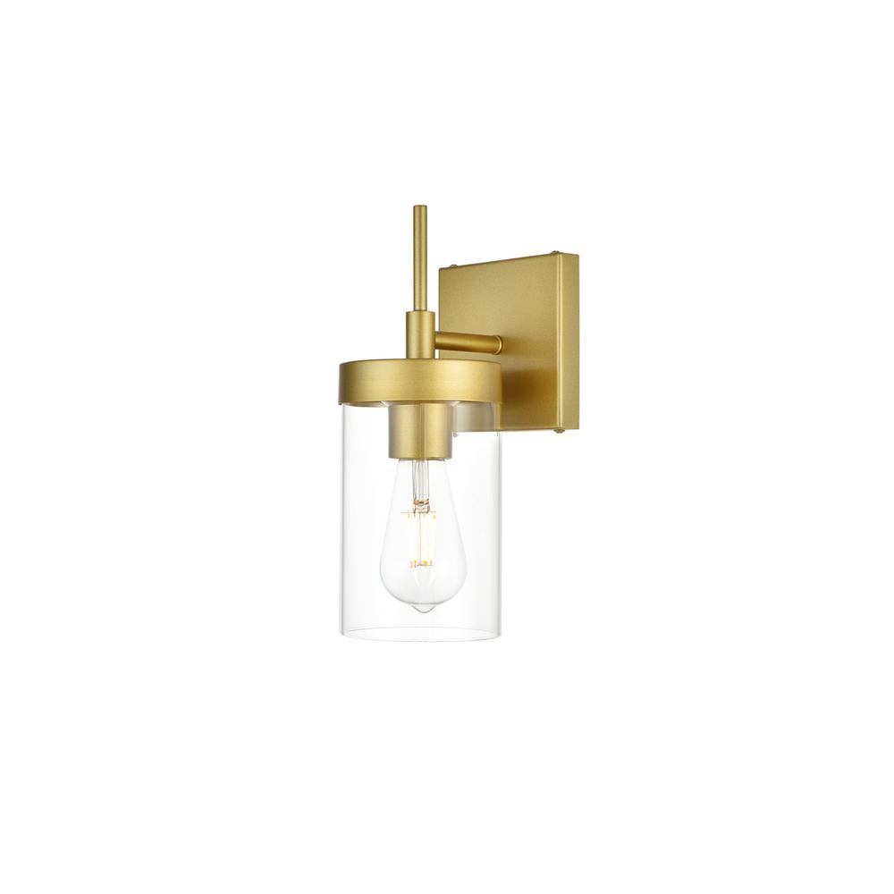 Alt View 1. Living District - Benny 1 light Brass and Clear Bath Sconce - Brass And Clear.