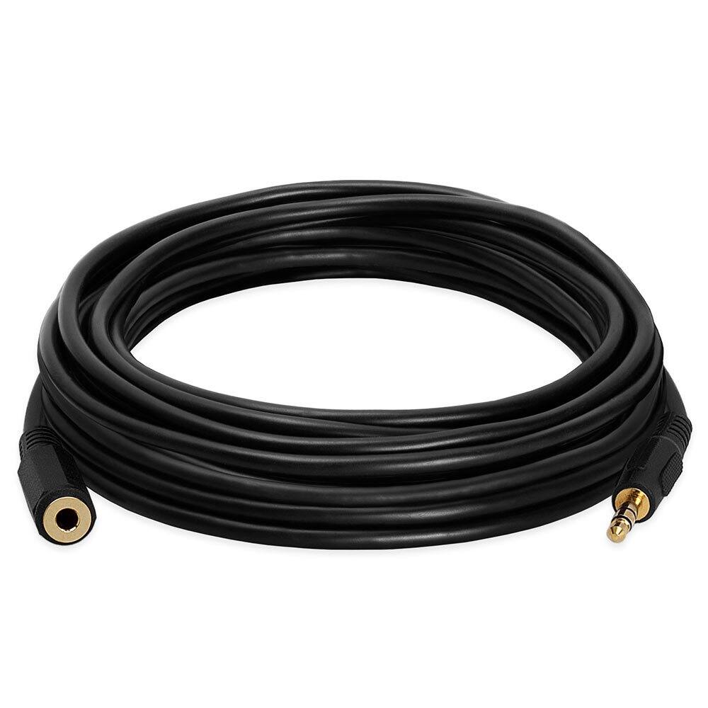 Angle. Cmple.com - 3.5mm Headphone Extension Cable 25ft Black Male to Female AUX Cord Gold-Plated TRS - Black.