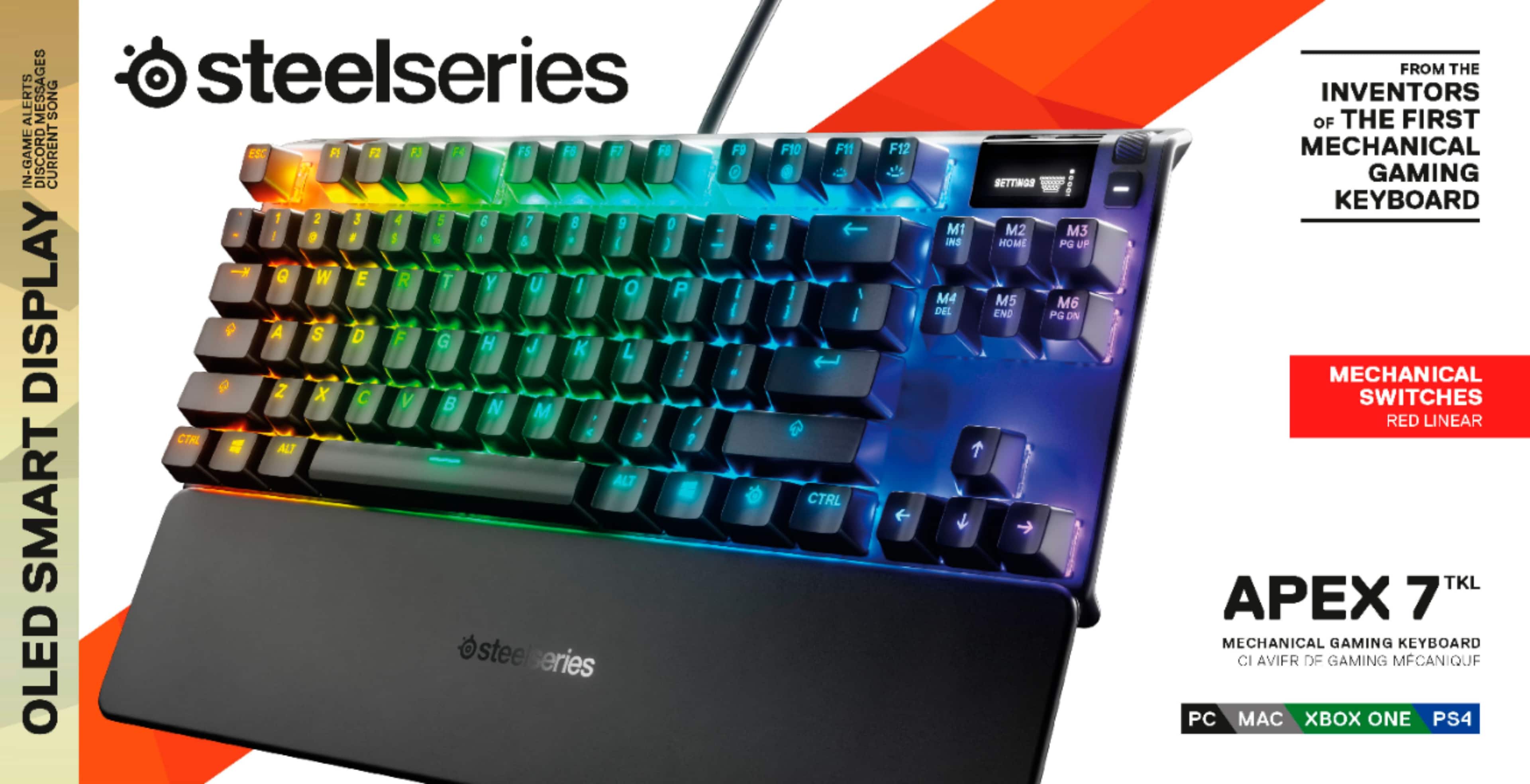 Alt View 14. SteelSeries - Apex 7 TKL Wired Mechanical Red Linear & Quiet Switch Gaming Keyboard with RGB Backlighting - Black.