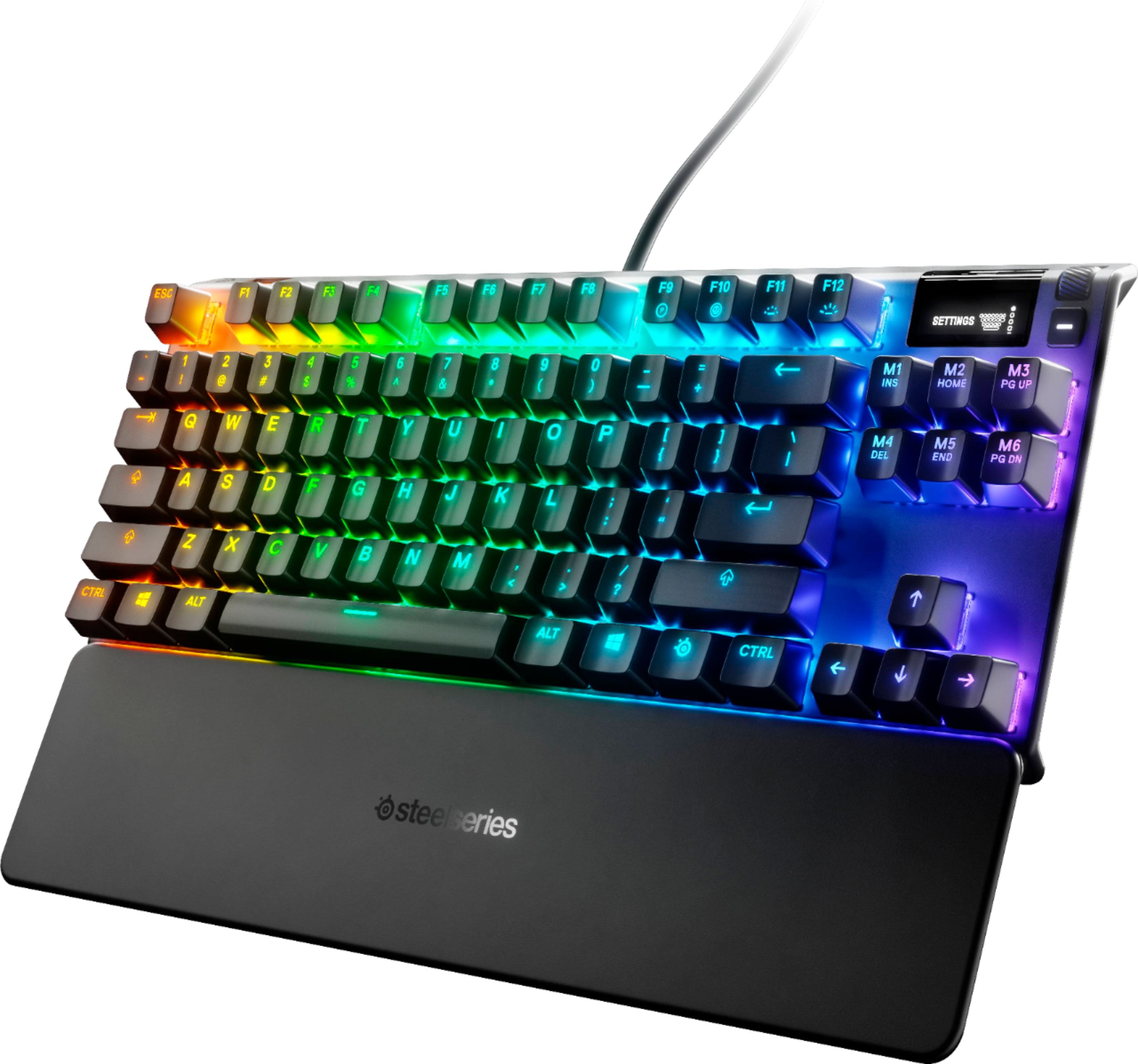 Angle. SteelSeries - Apex Pro TKL Wired Mechanical OmniPoint Adjustable Actuation Switch Gaming Keyboard with RGB Backlighting - Black.