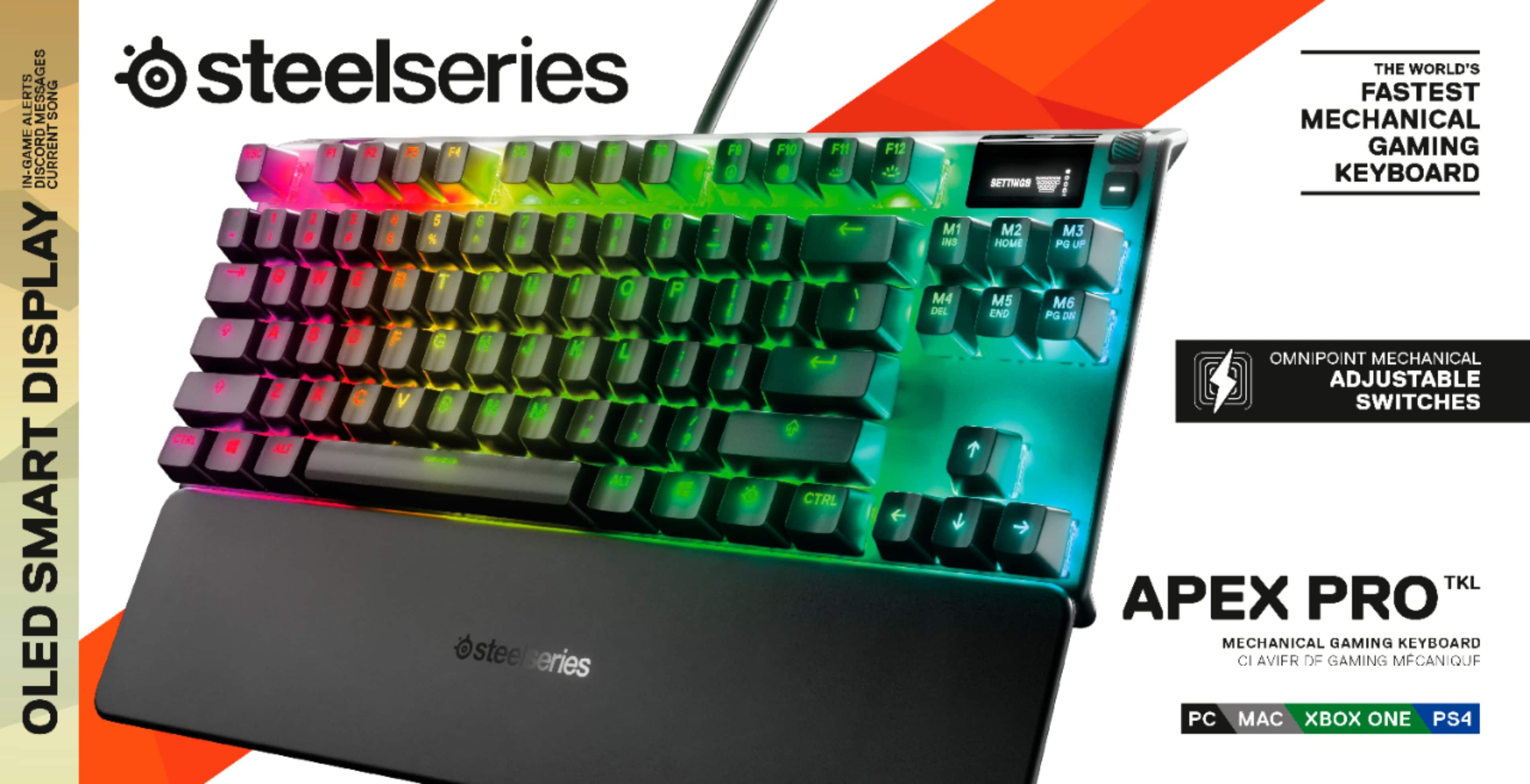 Alt View 13. SteelSeries - Apex Pro TKL Wired Mechanical OmniPoint Adjustable Actuation Switch Gaming Keyboard with RGB Backlighting - Black.