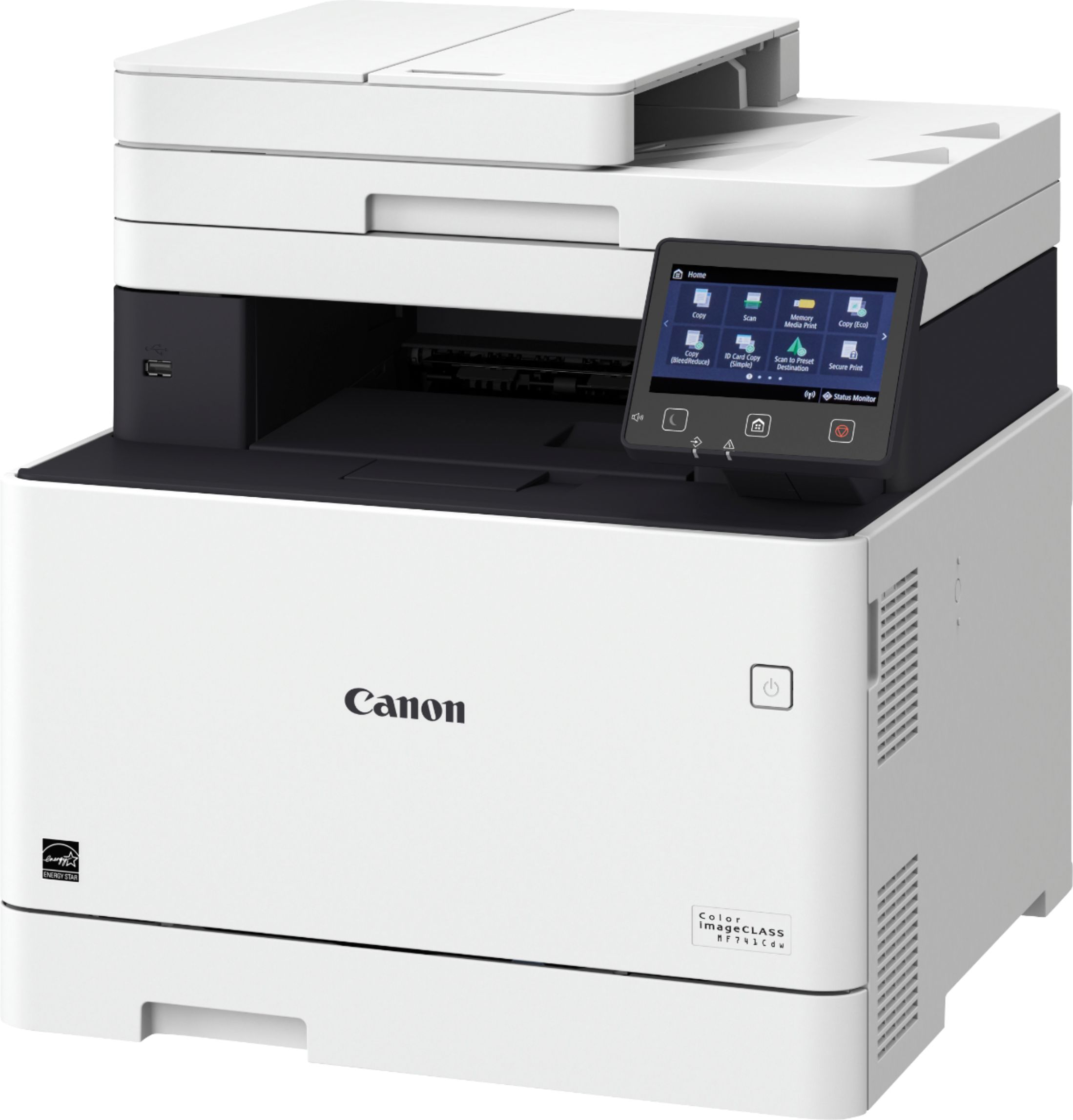Left View: Canon - imageCLASS MF741Cdw Wireless Color All-In-One Laser Printer - White
