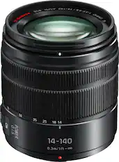 Front. Panasonic - Lumix 14-140mm f/3.5-5.6 G VARIO II Optical Zoom Lens for Lumix GX7 - Black.