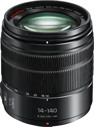 Front. Panasonic - Lumix 14-140mm f/3.5-5.6 G VARIO II Optical Zoom Lens for Lumix GX7 - Black.