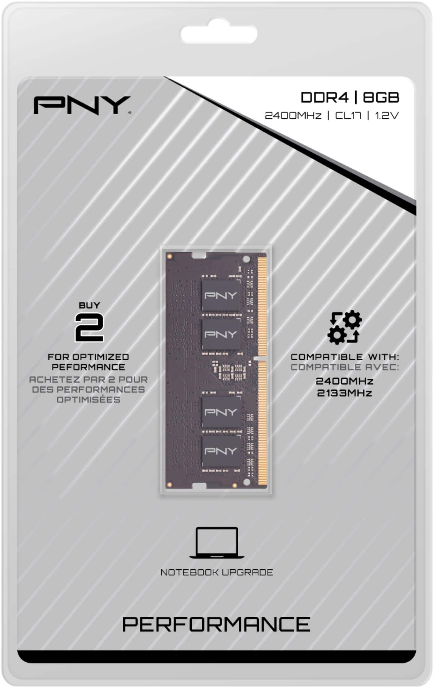 Alt View 12. PNY - Performance 8GB 2400MHz DDR4 C17 SO-DIMM Notebook Memory - Black.