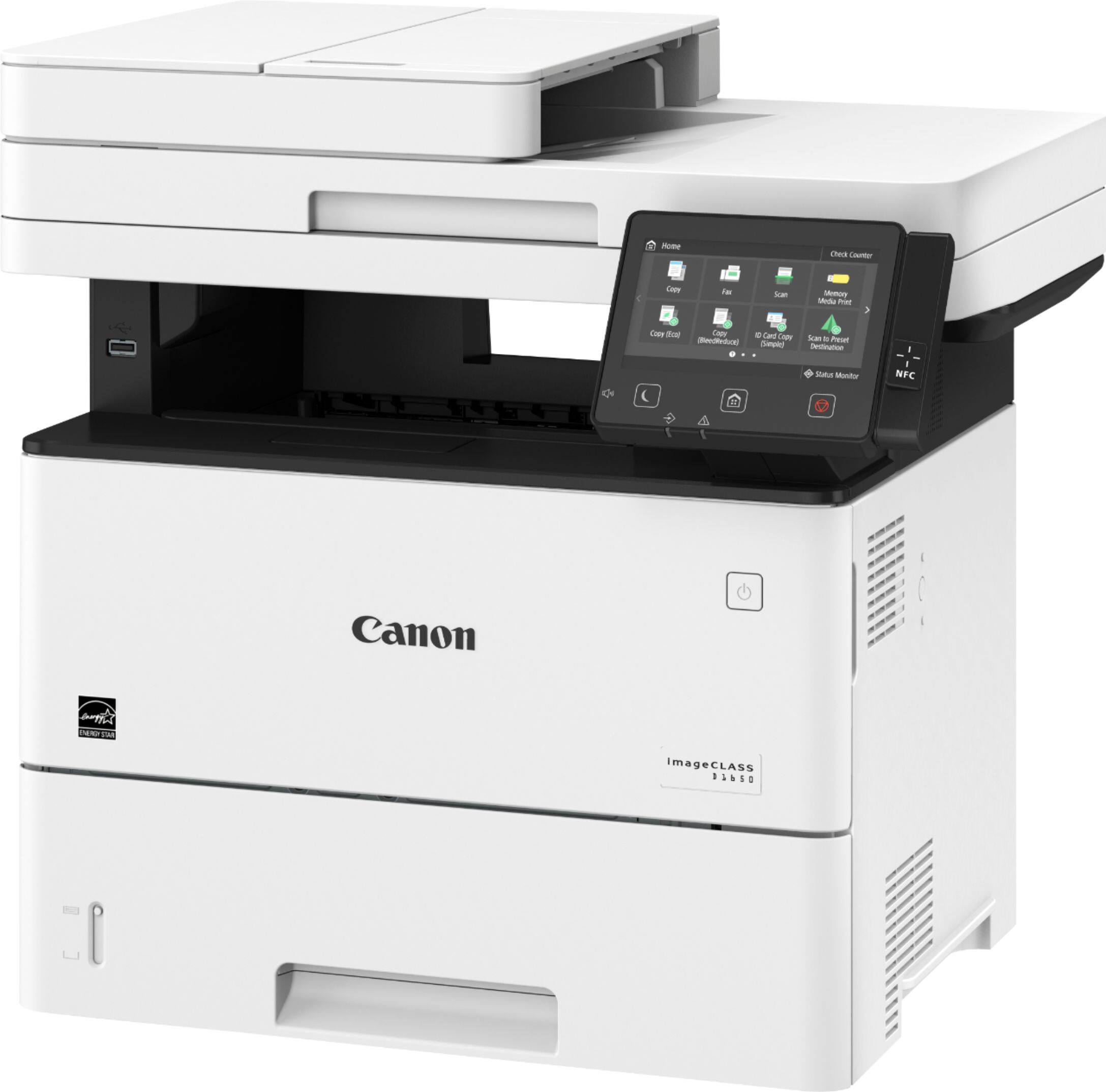Left. Canon - imageCLASS D1650 Wireless Black-and-White All-In-One Laser Printer - White.