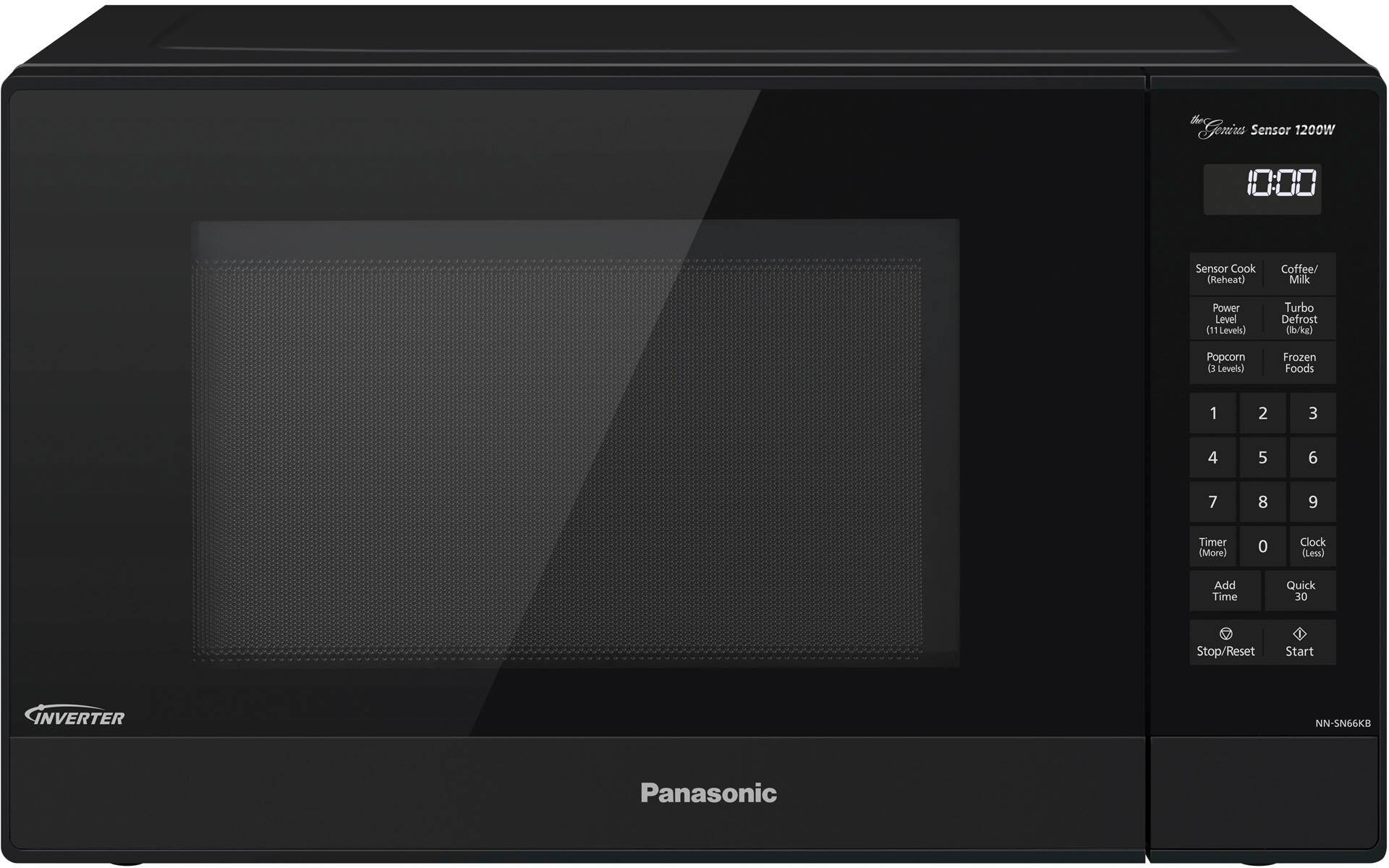 Front. Panasonic - 1.2 Cu. Ft. 1200 Watt SN66KB Microwave with Inverter and Genius Sensor - Black.