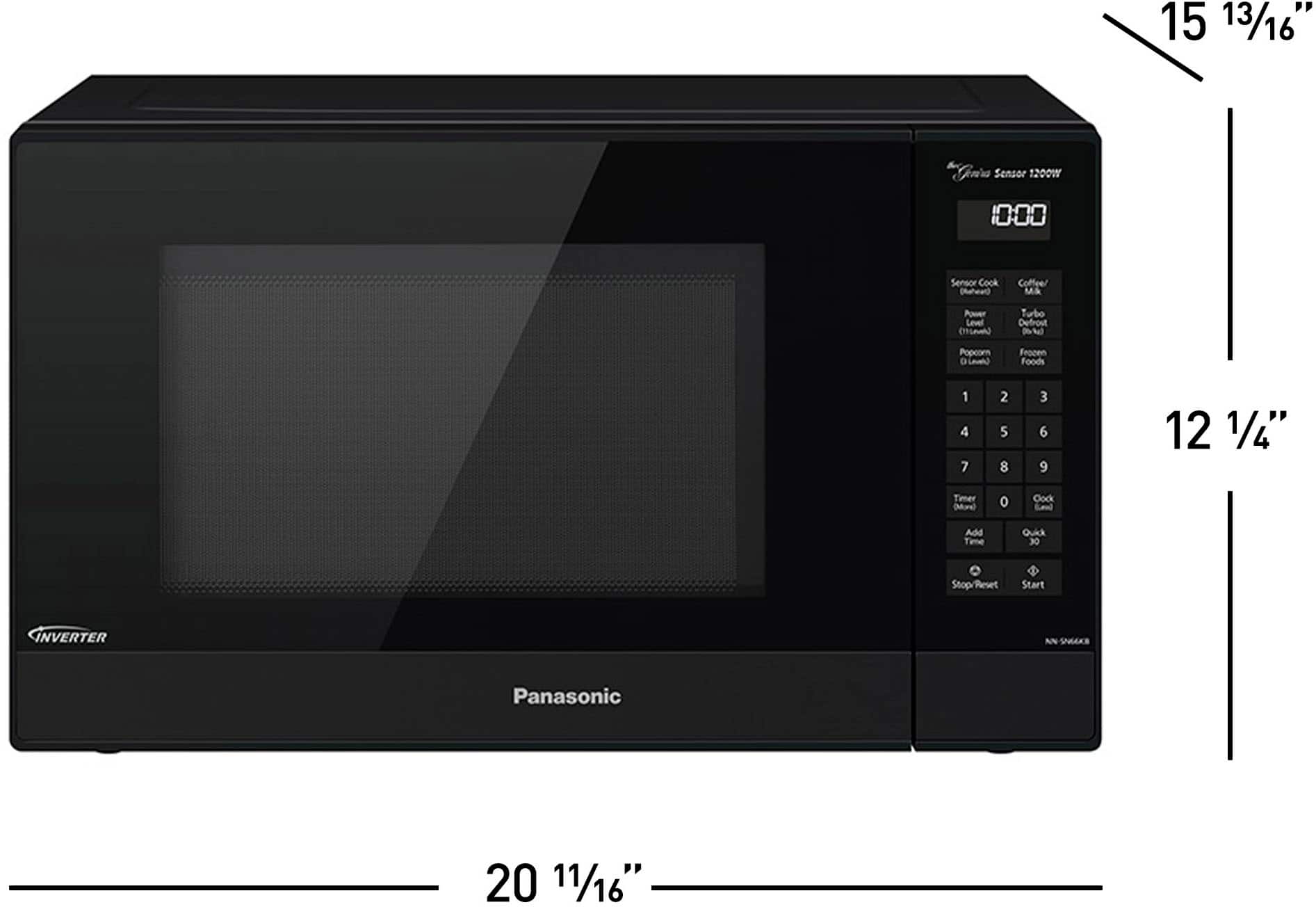 Angle. Panasonic - 1.2 Cu. Ft. 1200 Watt SN66KB Microwave with Inverter and Genius Sensor - Black.