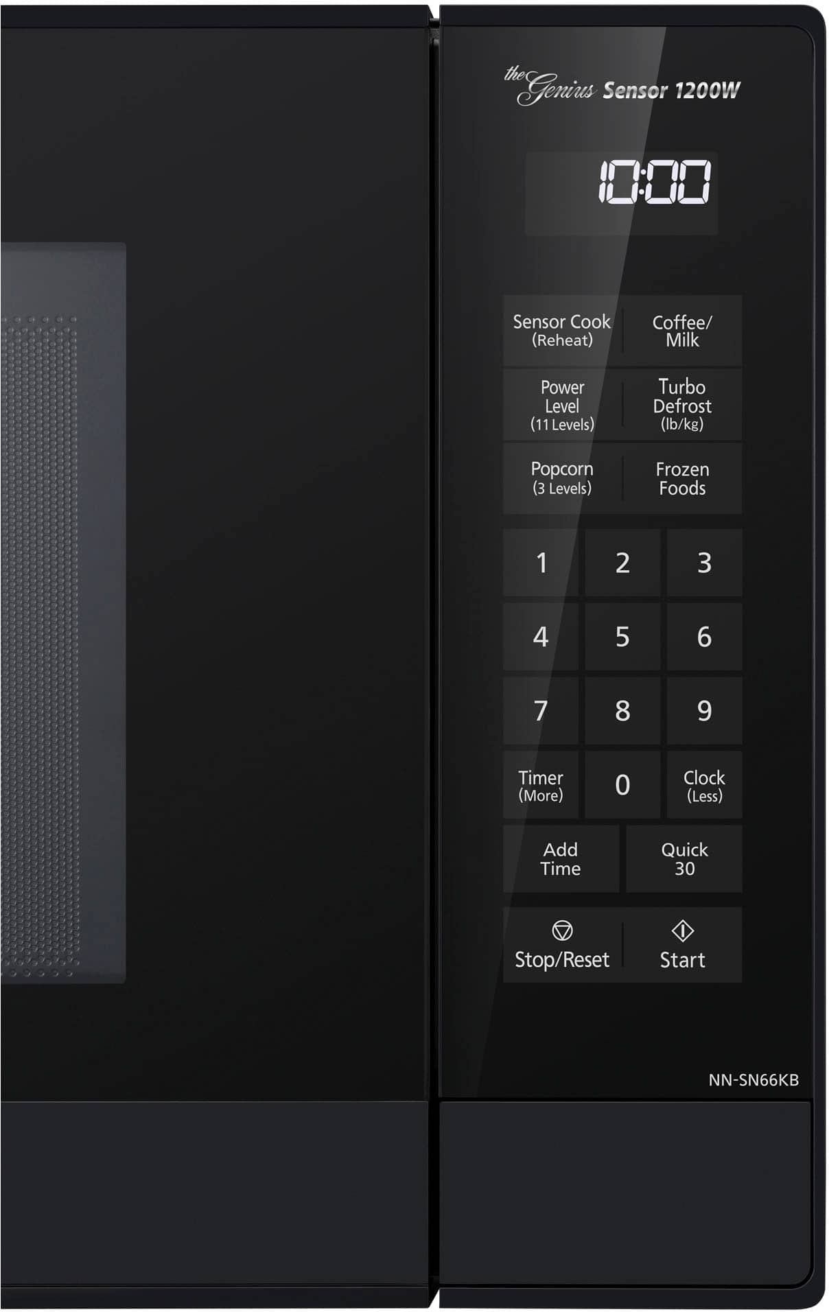 Left. Panasonic - 1.2 Cu. Ft. 1200 Watt SN66KB Microwave with Inverter and Genius Sensor - Black.