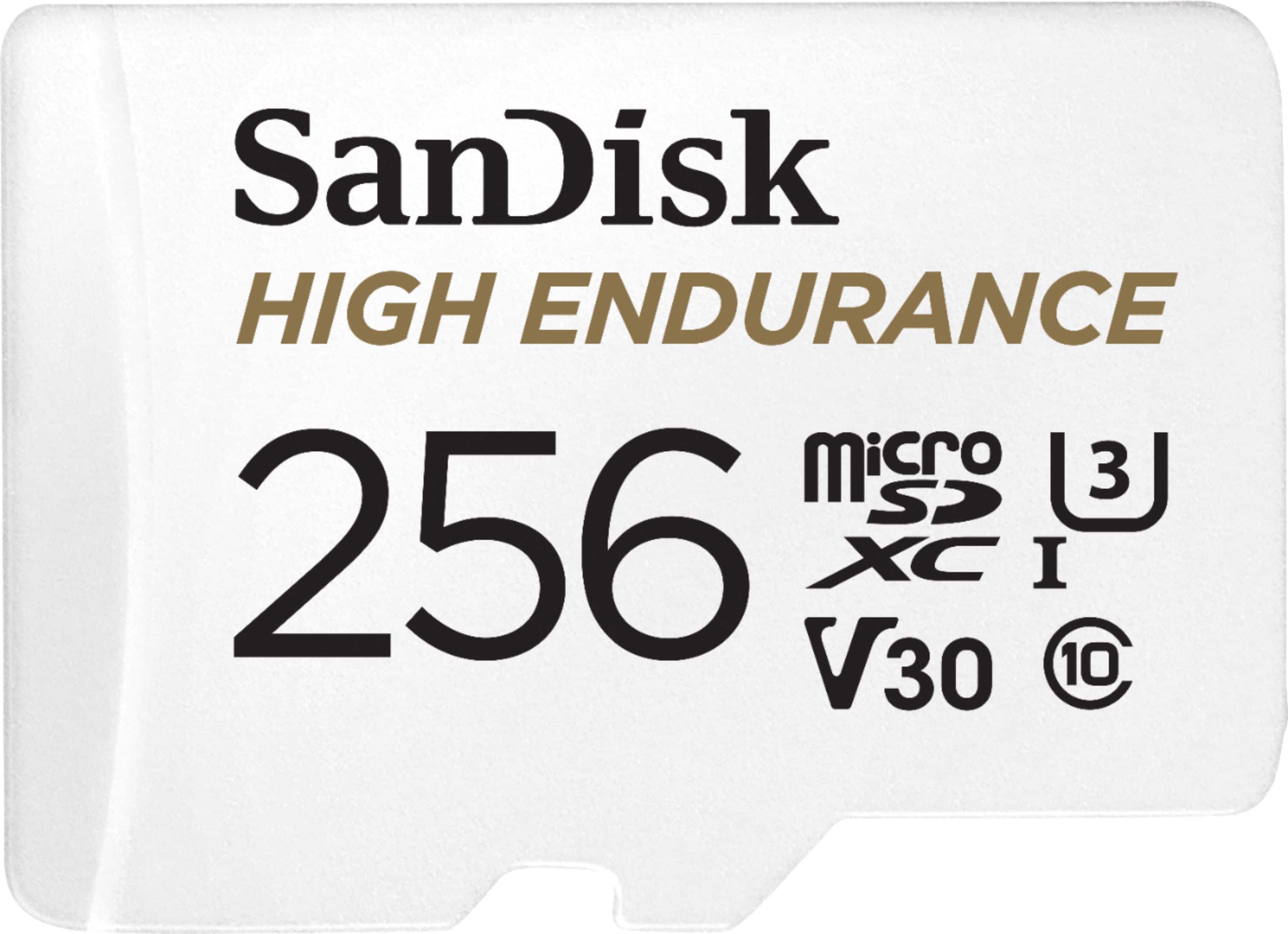 Front. SanDisk - 256GB microSDXC High Endurance UHS-I Memory Card - White.