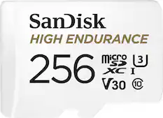 Front. SanDisk - 256GB microSDXC High Endurance UHS-I Memory Card - White.