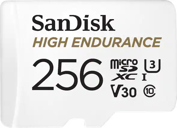 Front. SanDisk - 256GB microSDXC High Endurance UHS-I Memory Card - White.